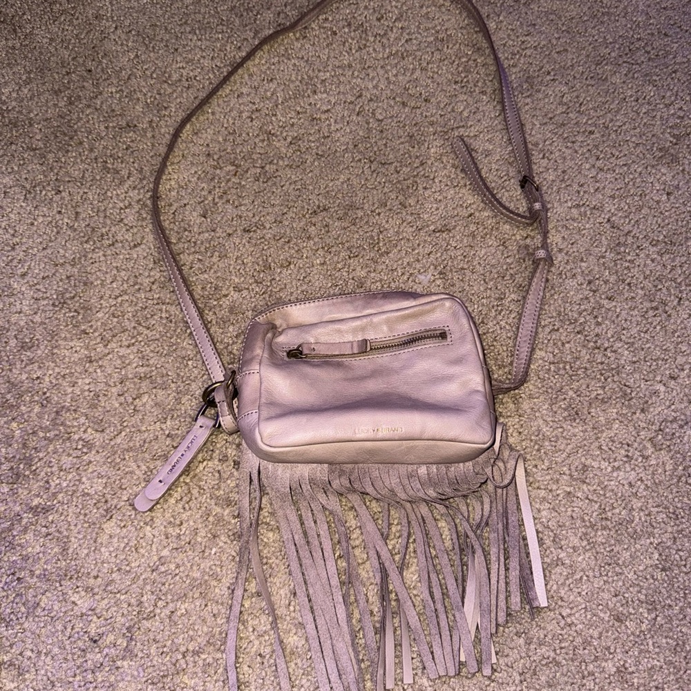 Purple Crossbody Bag with Fringe Details